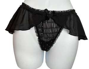Secret Treasure String Bikini Panties Underwear Medium Black Skirt Ruffle - Picture 1 of 15