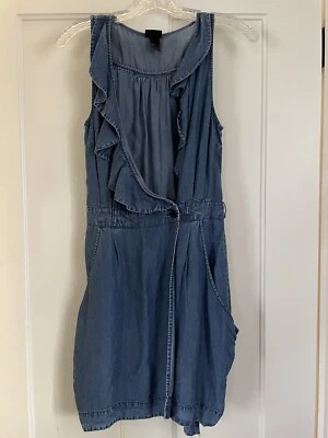 Vestido curto com babados jeans H & M tamanho 6 - Imagem 1 de 4