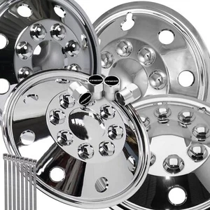 14/15/16" Chrome Deep Dish Wheel Trims Hub Cap Covers 4TRESS Dust Caps, Ties - Picture 1 of 16