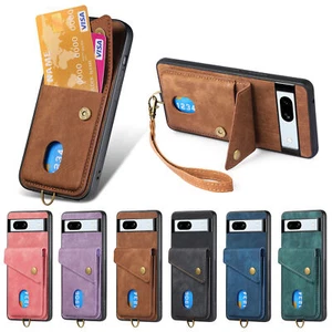 Custodia telefono in pelle antiurto per Google Pixel 9A/8A/7A/6A 6/7/8Pro XL con cordino - Foto 1 di 11