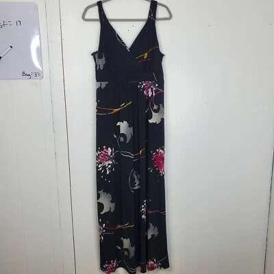 APT 9 Babydoll Maxi Dress Floral Dark Y2K Smocked Back Empire Waist Womens M - Image 1 of 4