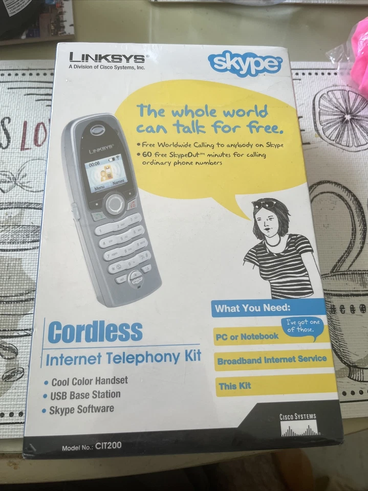 Linksys CIT200 Cordless Internet Telephony Phone Kit Supports SKYPE - Image 1 of 2