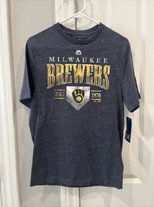 Milwaukee Brewers MLB Baseball - Majestic T-Shirt Size Adult Small - Free Ship - Picture 1 of 6
