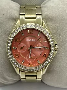 Fossil Riley ES3530 Women's Gold Stainless Steel Analog Dial Quartz Watch AEA400 - Picture 1 of 11