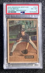 2005 Bowman Heritage Ryan Braun/Fielding-Mahogany #341 Milwaukee PSA 8 NM=MT