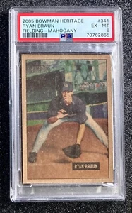 2005 Bowman Heritage Ryan Braun/Fielding-Mahogany #341 Milwaukee PSA 8 NM=MT - Picture 1 of 2
