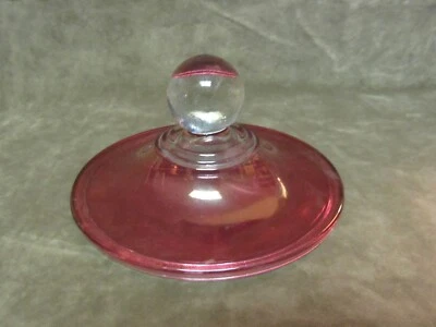 Vintage 1940's Paden City Glass Ruby Stained on Clear Candy Jar Cover/Lid ONLY - Image 1 of 3