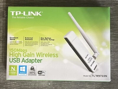 TPLink TL-WN722N 150Mbps High Gain Wireless USB Adapter - Image 1 of 3