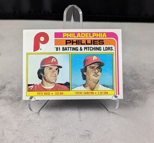Pete Rose Steve Carlton 1982 Topps Philadelphia Phillies Team Checklist Card