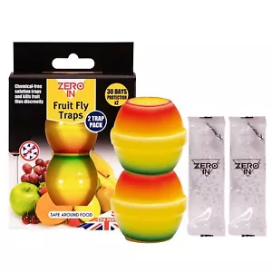More details for zero in fruit fly traps twin pack non toxic chemical free indoor insect control