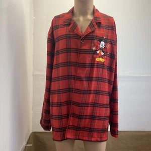Top Mickey manga larga de franela roja grande de franela para hombre Disney Store usado - Imagen 1 de 10