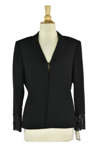 Albert Nipon Women Coats & Jackets Blazers 6 Petite Black Triacetate - Picture 1 of 2