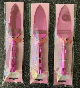 3pc Plastic Cake Server Sweet Slice Acrylic bulk pink bridal wedding baby shower - Picture 1 of 1