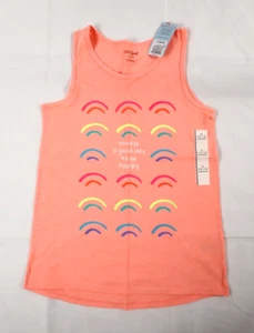 Cat and Jack Kids Girl's Large (L) 10/12 Orange GOOD DAY Sleeveless Tank Top NEW - Picture 1 of 11