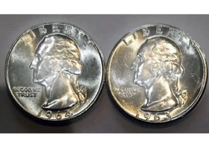 ⭐️1963 & 64⭐️SILVER WASHINGTONS⭐️THICK LUSTER GEMS⭐️FLAWLESS COINS⭐️WOW⭐️ - Picture 1 of 2