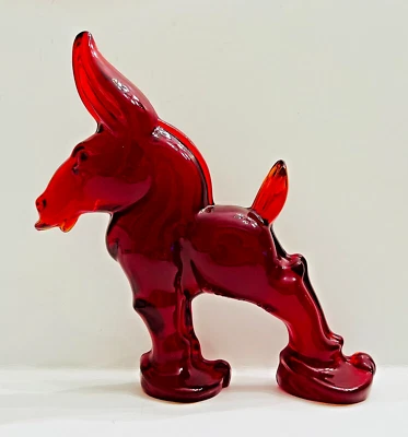 Heisey by Mosser Glossy Ruby Red Donkey Glass Figurine - Image 1 of 4