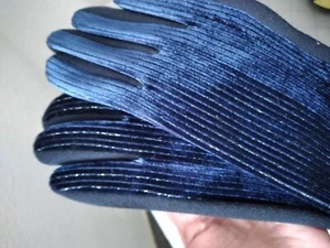 Elegante Samthandschuhe Dehnbar Mitternachtsblau Schangierend - Bild 1 von 10