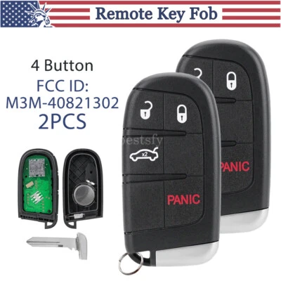 2 Key Fob Remote 4B for 2015 - 2023 Dodge Chrysler 200 300 M3M-40821302 68155686 - Image 1 of 4