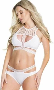 Coquette WHITE Bridal Bra and Panty Set, US One Size/X-Large - Picture 1 of 3