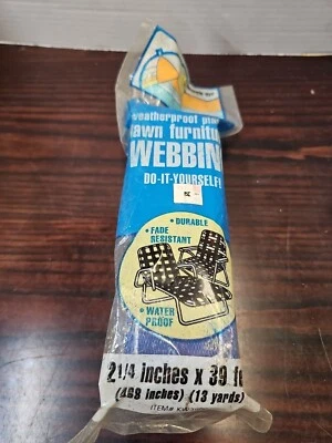 2 Oceanside Re-Web Kit Lawn Chair Webbing 39’ 2.25" Blue W/ White Striped Vtg - Image 1 of 4