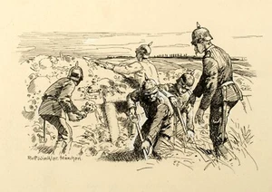 Rolf Winkler (1884-1942) Original Feder- und Tuscheillustration Grabengraben, um 1910 - Bild 1 von 4