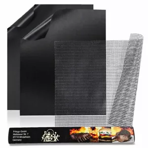 Pritogo BBQ Grillmatte - 3er Set (2 Matten + 1 Gitter) Antihaftmatte - MEHRWEG - Bild 1 von 5