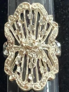 Italy Sterling Silver .925 Filigree Diamond Cut Ladies Ring Size 8 - Picture 1 of 18