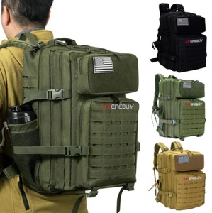 45L Tactical Backpack Molle Daypack 3 Day Bag Hiking Rucksack With Bottle Holder - Picture 1 of 26