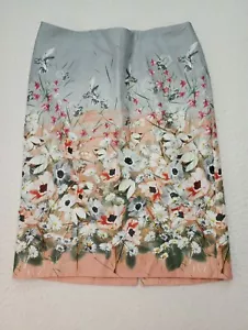 Talbots Floral Pencil Skirt Womens Size 6 Multicolor Stretch Lined Linen Blend - Picture 1 of 12