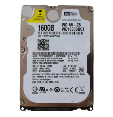Western Digital AV-25 160GB WD1600BUCT 5400RPM SATA 2.5" Laptop HDD Hard Drive - Image 1 of 3