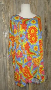 LuLaRoe Irma Tunic Womens Size 3XL Blue Floral Tropoical Hawaiian Top Festival - Picture 1 of 13