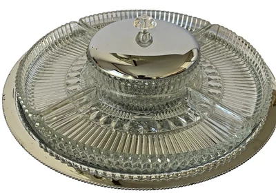 Vintage Kromex Lazy Susan Condiment Dip Relish Dish Tray Sawblade Edge READ - Image 1 of 4