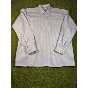 Cambridge Gold Men's Striped Dress Shirt Long Sleeve Button Down Collar Size 44 - Picture 1 of 5