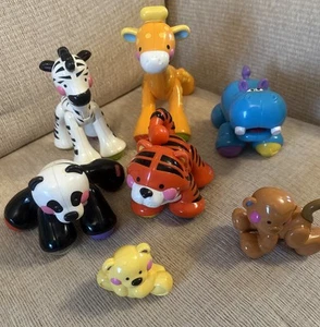 Fisher Price Click Clack Amazing Animals Lot Zoo Zebra Tiger Nilpferd Panda Giraffe - Bild 1 von 9