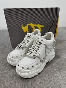 Zapatos WTF Anthony Wang Talla 10 Blanco Espacio Caramelo Plataforma Tachonado Cadena Punk - Imagen 1 de 14