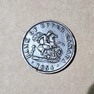 1854 Half Penny Bank Of Upper Canada - Antique Coin One Token Authentic Original - Picture 1 of 3