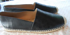 Coach Carley Espadrille Leather Black size 8.5 B Loafer Slide Shoe Excellent - Picture 1 of 10