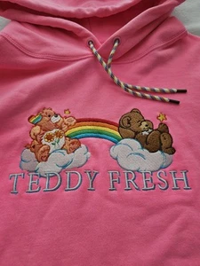 Teddy Fresh Care Bears Pink Embroidered Hoodie Large - Picture 1 of 14