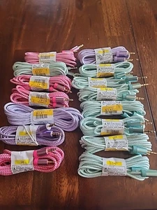 Wireless Gear 10ft Fabric Aux Audio Cable - Lot of 15 - Assort Colors Brand NEW - Photo 1 sur 1