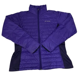 Chaqueta Columbia Puffer Mujer Grande Púrpura Cremallera Completa Bolsillos Frontales - Imagen 1 de 8