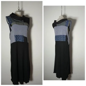 NEW Handmade TAILORED luxury FABRIC A Line DRESS one Size Linen Denim Cotton - Picture 1 of 11