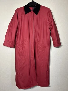Vintage Misty Harbor Original Snap Flannel Lined Rain Trench Coat Womens Red L - Picture 1 of 12