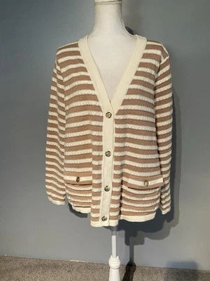 Suéter cárdigan isaac mizrahi live 2x rayas botones delanteros Foto 1 de 4