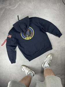 Vintage Alpha Industries Hoodie Big Logo Y2K Faded Style Men’s Size XL - Picture 1 of 12