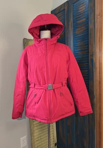 Chaqueta The North Face Down Hyvent con Capucha Cremallera Completa Mujer Grande Rojo Cinturón Logo LEER - Imagen 1 de 23