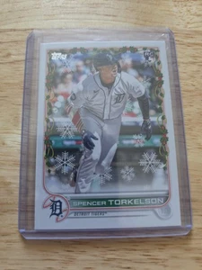 Spencer Torkelson 2022 Topps Holiday RC SP Candy Cane Sleeve HW200 Detroit Tiger - Foto 1 di 2