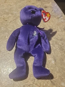 TY Beanie Baby - PRINCESS DIANA the Purple Teddy Bear (1997 -RETIRED) MWMTs MINT - Picture 1 of 4