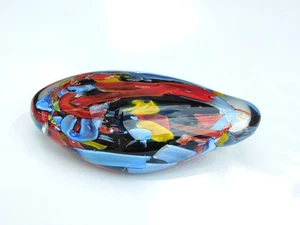 Vintage Art Glass Paperweight Oblong Oval Shape Multicoloured Home Decor - Picture 1 of 9
