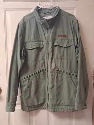 VTG Columbia Badger Ridge Mens Large Full Zip Outdoor Green Canvas Field Jacket. - Image 1 of 4
