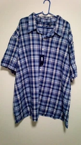 IZOD Hemd Herren 4XL blau kariert Madras schnelltrocknend atmungsaktiv neu - Bild 1 von 11